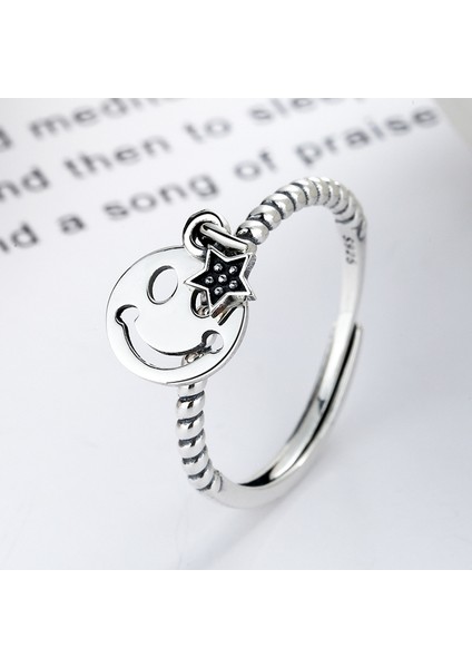 Gümüş Gülen Yüzük, Basit Moda Işaret Parmağı Yüzüğü, Küçük ve Narin (Yurt Dışından) fiyatları