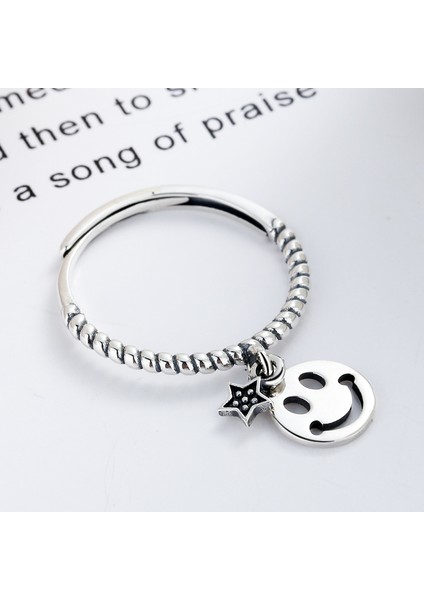 Gümüş Gülen Yüzük, Basit Moda Işaret Parmağı Yüzüğü, Küçük ve Narin (Yurt Dışından) modelleri