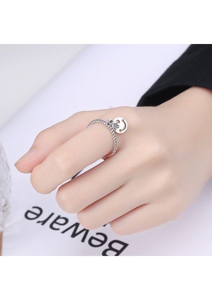 Gümüş Gülen Yüzük, Basit Moda Işaret Parmağı Yüzüğü, Küçük ve Narin (Yurt Dışından) fırsatları