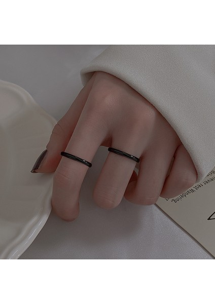 S925 Gümüş Siyah Yüzük, Kız Yüzük (Yurt Dışından) fiyatları
