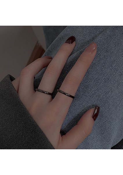 S925 Gümüş Siyah Yüzük, Kız Yüzük (Yurt Dışından) modelleri