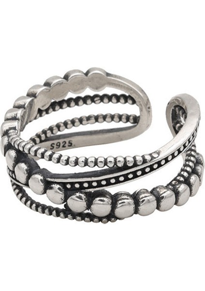 S925 Gümüş Çizgi Yüzük, Vintage Moda (Yurt Dışından)