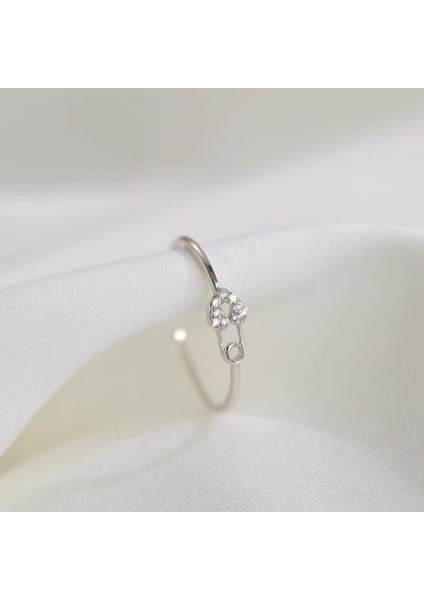 S925 Ayar Gümüş Sade Tasarımlı Kalp Iğne Yüzük (Yurt Dışından) fiyatları
