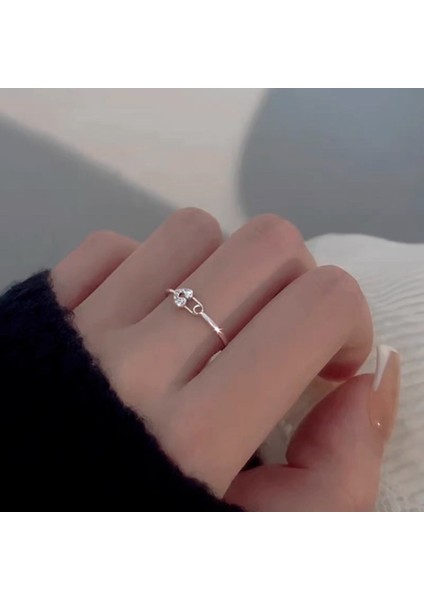 S925 Ayar Gümüş Sade Tasarımlı Kalp Iğne Yüzük (Yurt Dışından) modelleri