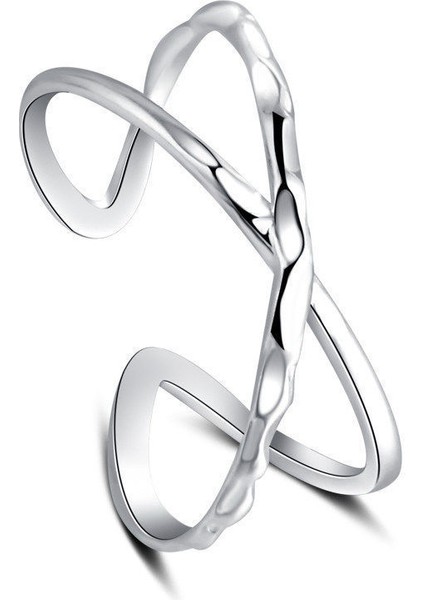 Geometrik Açılımlı Gümüş Yüzük, Kız Yüzük, Sade ve Şık (Yurt Dışından)