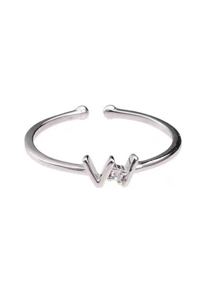 S925 Ayar Gümüş W Harfi Yüzük, Şık ve Çok Yönlü (Yurt Dışından)