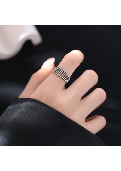 S925 Ayar Gümüş Vintage Yaratıcı Yüzük, Basit ve Çok Yönlü (Yurt Dışından) fırsatları