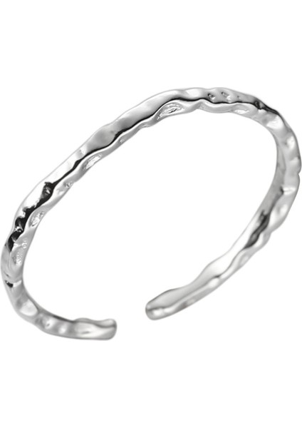 Düzensiz Dokulu Yüzük, S925 Ayar Gümüş Küçük ve Narin Yüzük (Yurt Dışından)