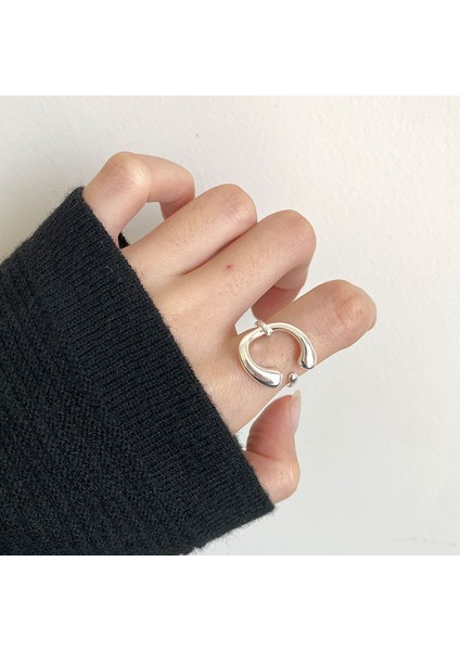 Geometrik C Şekilli Yüzük, S925 Ayar Gümüş Yüzük, Sade ve Zarif (Yurt Dışından) modelleri