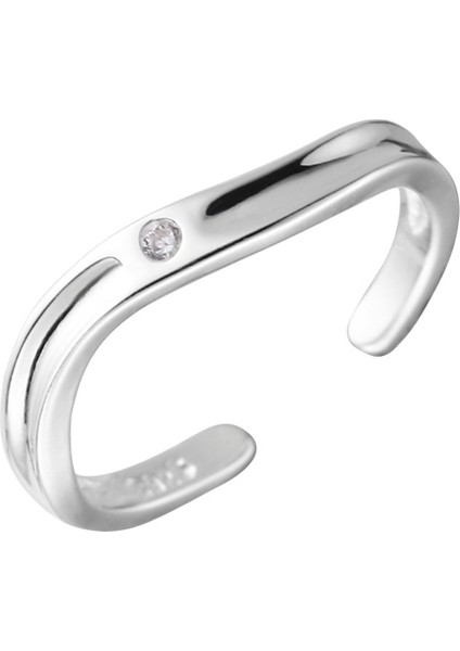 925 Ayar Gümüş Düzensiz Dalga Zirkonya Yüzük (Yurt Dışından)