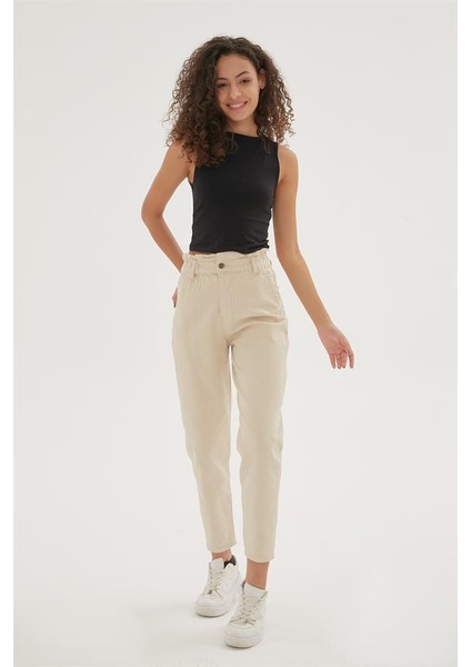 Denim Pantolon Bej