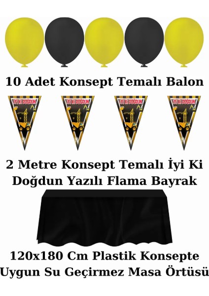 Inşaat 24 Kişilik Doğum Günü Parti Malzemeleri Süsleri Seti