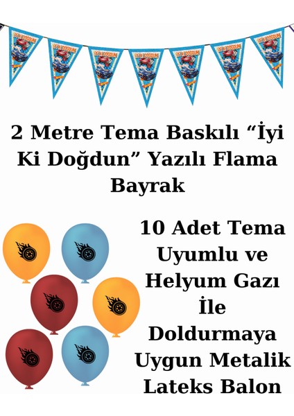 Hotwheels Bayraklı ve Afişli 32 Kişilik Doğum Günü Parti Malzemeleri Süsleri Seti