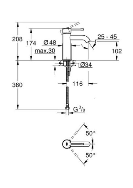 Essence Tek Kumandalı Lavabo Bataryası 1/2" S-Boyut - 24172A01