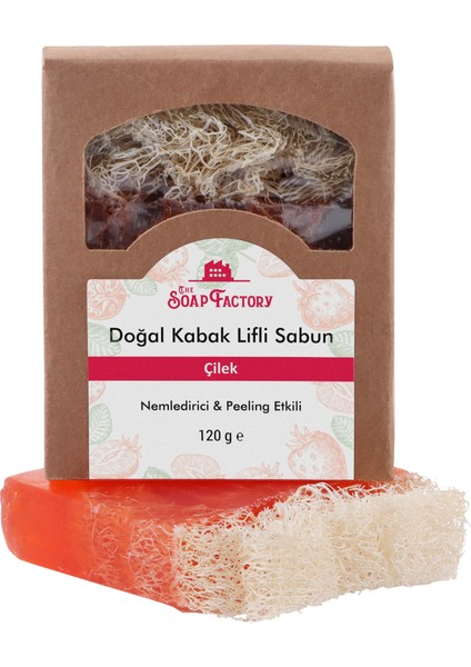 Doğal Kabak Lifi Çilek Sabunu 120 g - Vegan - Lüks - Çevre Dostu - Bütün Cilt Tipleri İçin Uygun - Üstün Cilt Bakımı -Bitkisel