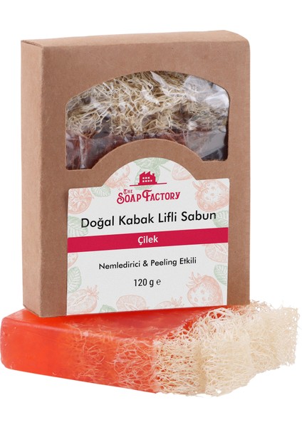 Doğal Kabak Lifi Çilek Sabunu 120 g - Vegan - Lüks - Çevre Dostu - Bütün Cilt Tipleri İçin Uygun - Üstün Cilt Bakımı -Bitkisel