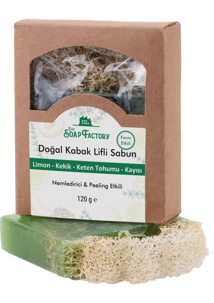 Doğal Kabak Lifi Limon-Kekik-Keten Tohumu-Kayısı Sabunu 120 g - Vegan - Lüks - Çevre Dostu - Bütün Cilt Tipleri İçin Uygun - Üstün Cilt Bakımı