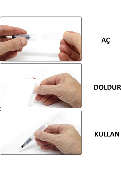 Su Hazneli Sulu Boya Fırçası 6'lı Paket