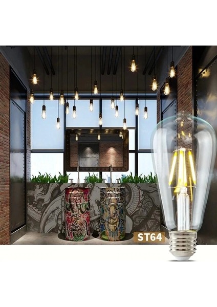CT-4353 8W E27 Duylu Rustik LED Ampul Günışığı Rengi