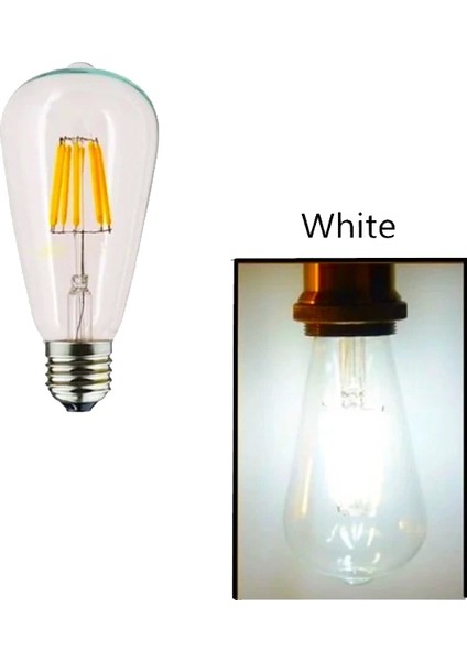 CT-4353 8W E27 Duylu Rustik LED Ampul Beyaz Renk 5 Adet