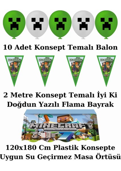 Minecraft 8 Kişilik Doğum Günü Parti Malzemeleri Süsleri Seti