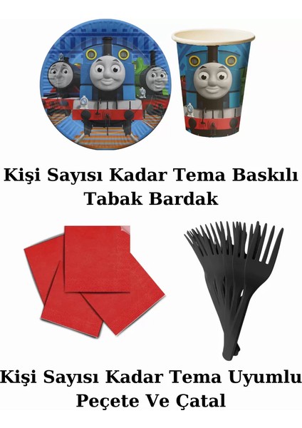 Thomas Train 8 Kişilik Doğum Günü Parti Malzemeleri Süsleri Seti