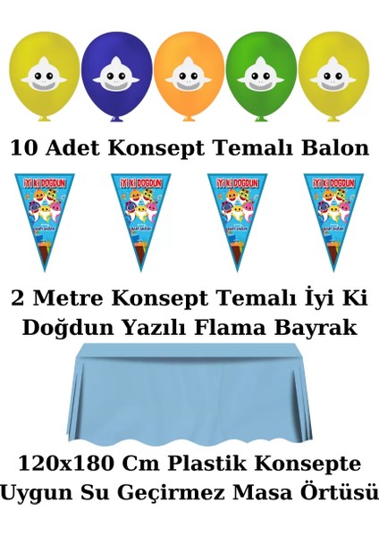 Baby Shark 40 Kişilik Doğum Günü Parti Malzemeleri Süsleri Seti