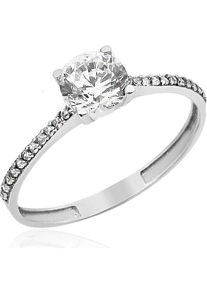 14 Ayar Altın Tektaş Yüzük Kenar Taşlı modelleri