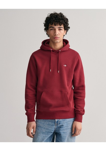 Erkek Bordo Regular Fit Kapüşonlu Sweatshirt 2007058.604