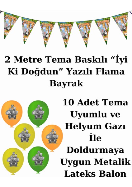 Safari Bayraklı ve Afişli 16 Kişilik Doğum Günü Parti Malzemeleri Süsleri Seti
