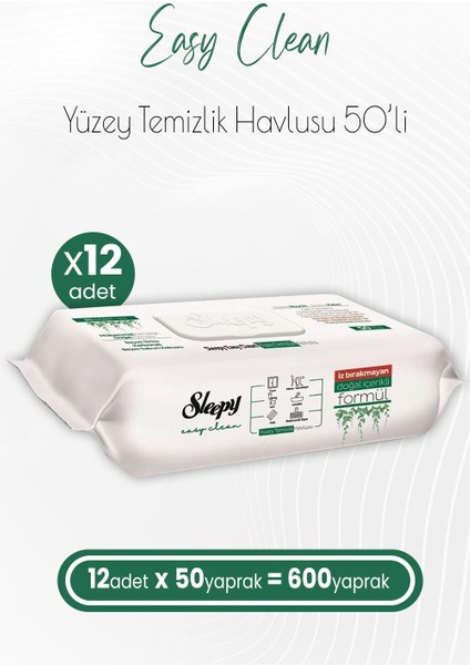 Easy Clean Yüzey Temizlik Havlusu 50 x 12 Adet (600 Yaprak)