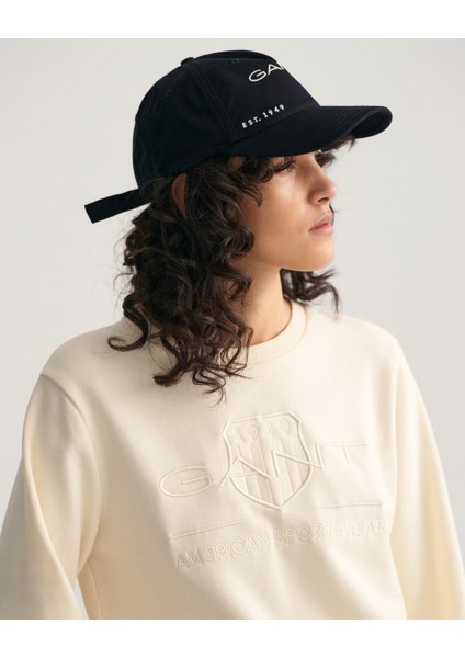 Kadın Krem Regular Fit Bisiklet Yaka Logolu Sweatshirt 4200663.116