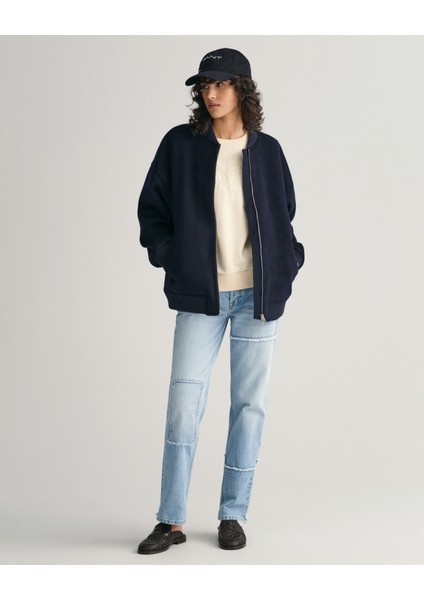 Kadın Krem Regular Fit Bisiklet Yaka Logolu Sweatshirt 4200663.116