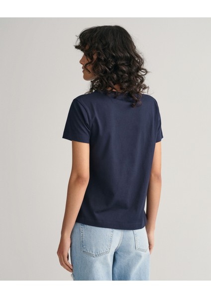 Kadın Lacivert Regular Fit Bisiklet Yaka T-Shirt 4200200.433