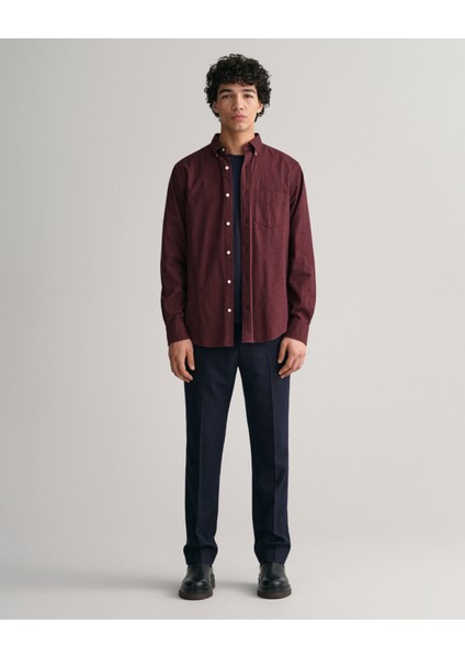 Erkek Bordo Regular Fit Düğmeli Yaka Gömlek 3230218.638 fiyatları