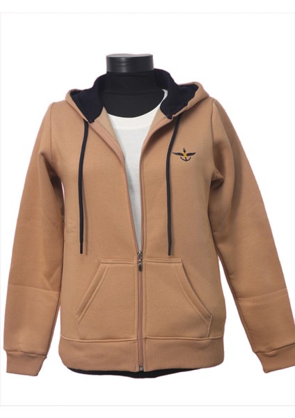 Kadın Sweatshirt Kapüşonlu Fermuarlı Bej indirimleri
