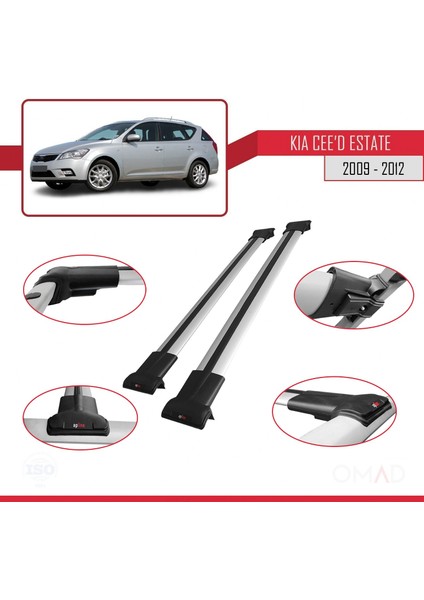Kia Ceed Sportswagon 2009-2012 Arası ile Uyumlu Fly Model Ara Atkı Tavan Barı Gri indirimleri