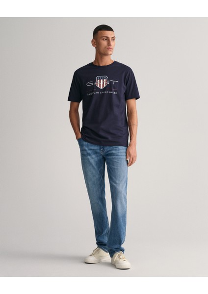 Erkek Lacivert Regular Fit Bisiklet Yaka Logolu T-Shirt 2003199.433 fiyatları