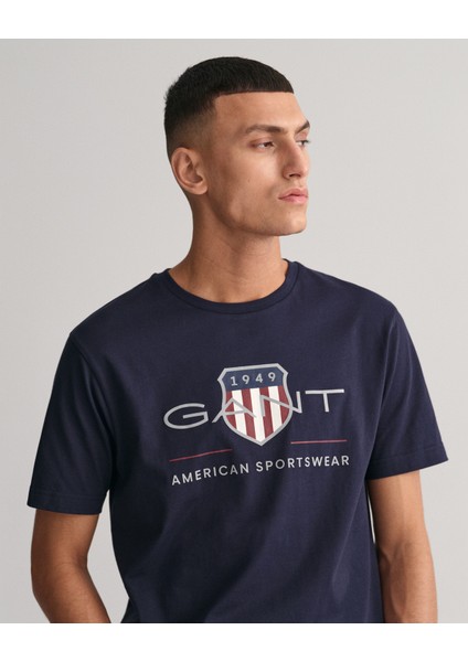 Erkek Lacivert Regular Fit Bisiklet Yaka Logolu T-Shirt 2003199.433 indirimleri