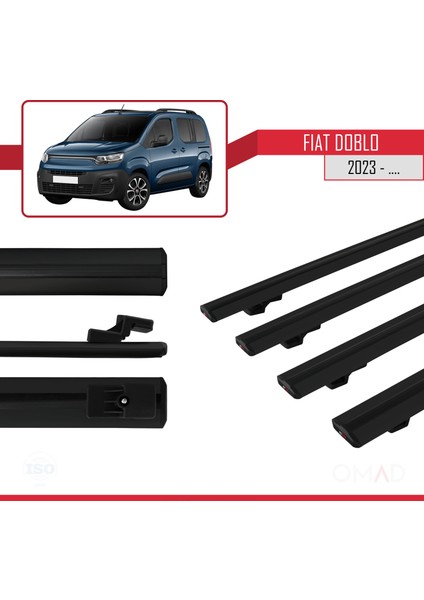 Fiat Doblo 2023 ve Sonrası ile Uyumlu Basıc Model Ara Atkı Tavan Barı Siyah 4 Adet