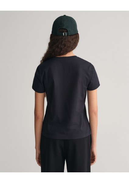 Kadın Siyah Regular Fit Bisiklet Yaka Düz T-Shirt 4200200.5