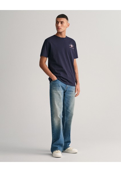 Erkek Lacivert Regular Fit Bisiklet Yaka Logolu T-Shirt 2067004.433