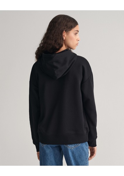 Kadın Siyah Relaxed Fit Fermuarlı Logolu Sweatshirt 4204665.5