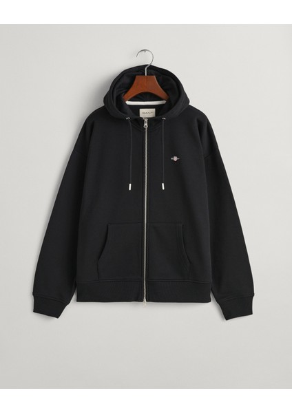 Kadın Siyah Relaxed Fit Fermuarlı Logolu Sweatshirt 4204665.5