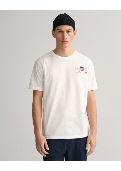 Erkek Beyaz Regular Fit Bisiklet Yaka Logolu T-Shirt 2067004.110