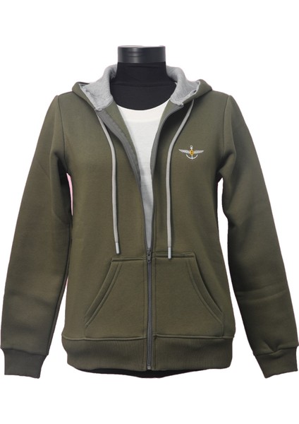 Kadın Sweatshirt Kapüşonlu Fermuarlı Haki indirimleri