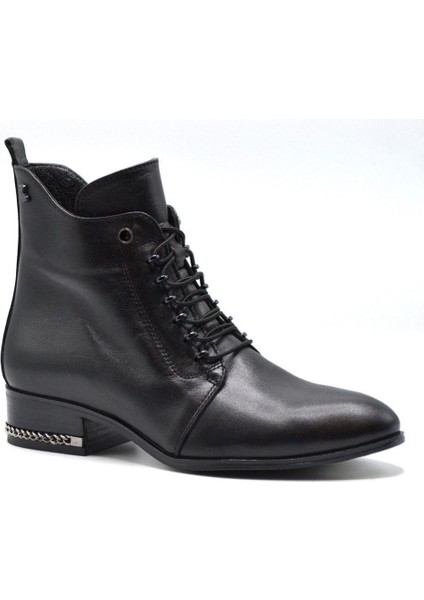 2152708K Kısa Topuk Klasik Deri Kadın Bot