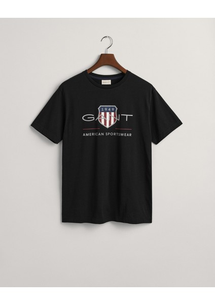 Erkek Siyah Regular Fit Bisiklet Yaka Logolu T-Shirt 2003199.5 modelleri