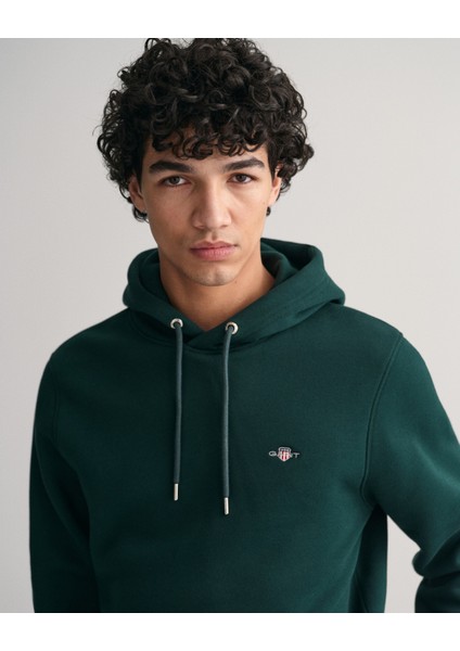 Erkek Yeşil Regular Fit Kapüşonlu Sweatshirt 2007058.374