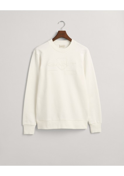 Erkek Krem Regular Fit Bisiklet Yaka Logolu Sweatshirt 2036017.113